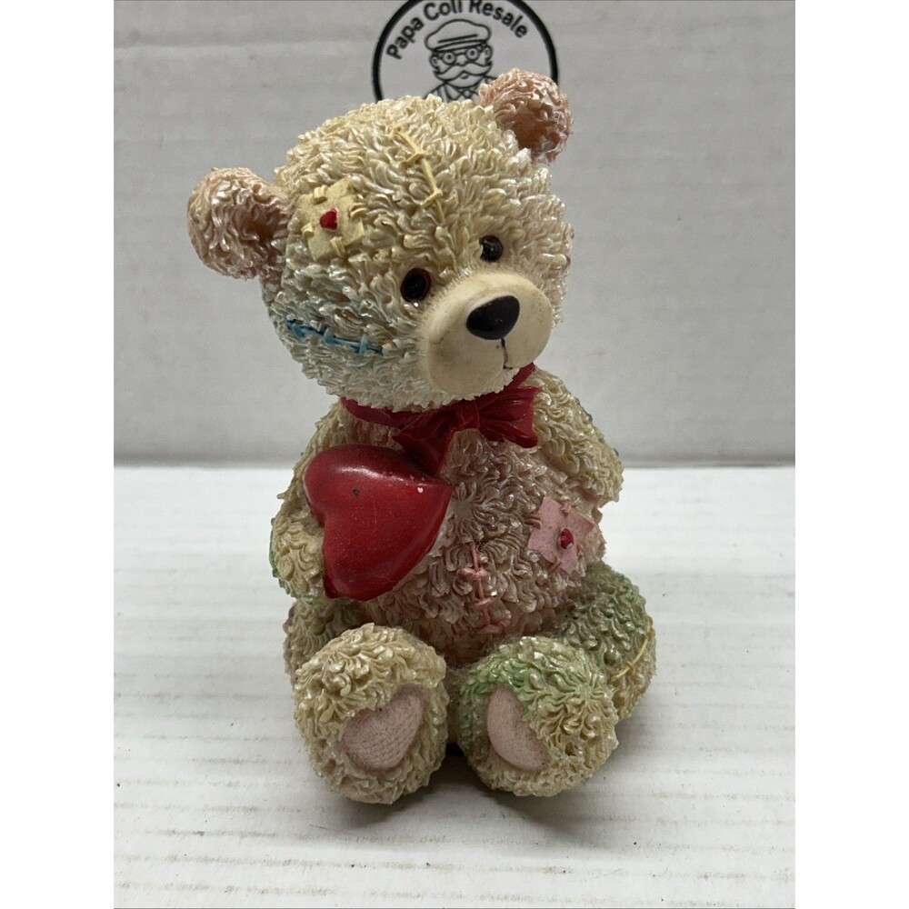 Teddy Bear Figurine Holding a Heart 5" Tall